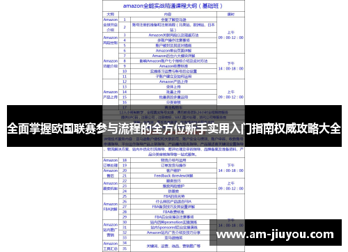 全面掌握欧国联赛参与流程的全方位新手实用入门指南权威攻略大全