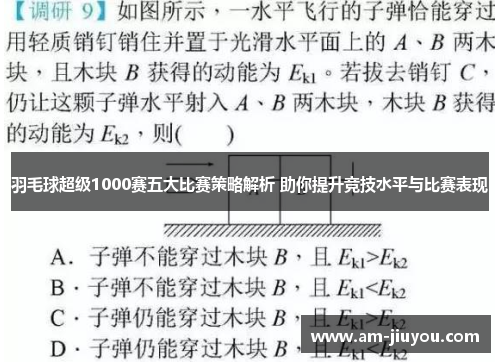 羽毛球超级1000赛五大比赛策略解析 助你提升竞技水平与比赛表现